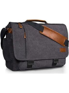 Men Messenger Bag Laptop Bag Water Resistant Canvas Shoulder Bag Work College Tr